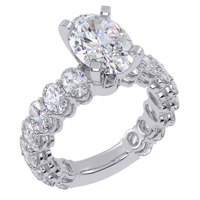 Oval Lab Grown 5ctw. Diamond With Vertical Oval Engagment Ring in 14k White Gold